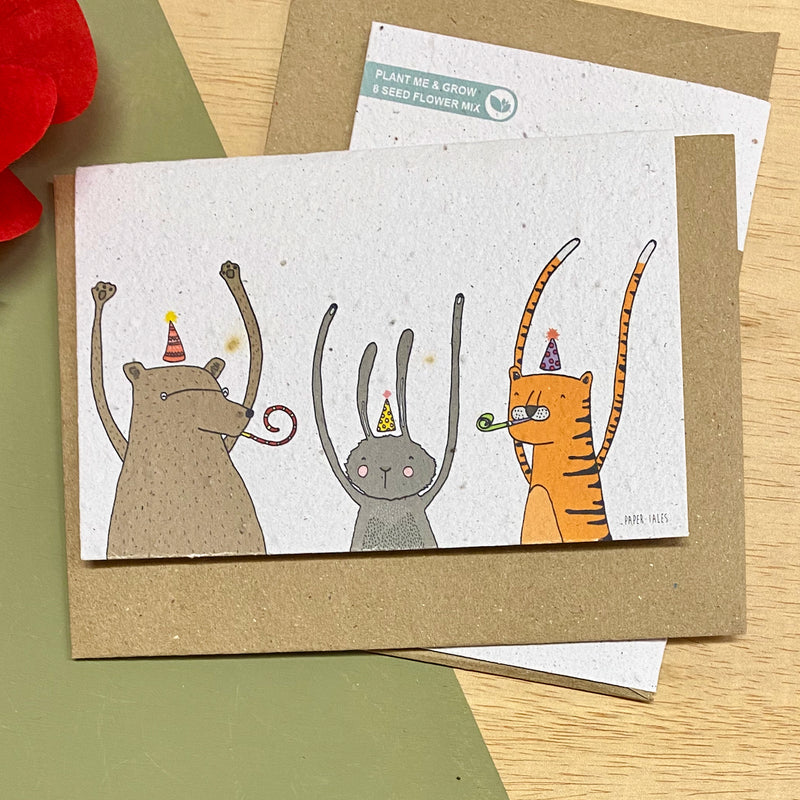 Bloeikaart - dubbel - Celebrating animals