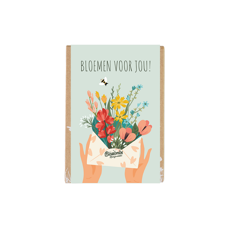 Giftbox mini met 4 kleurrijke zaadbommetjes - Bloemen voor jou!